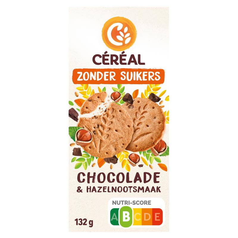 Cereal Zandkoekjes Chocolade & Hazelnoot Zonder Suikers