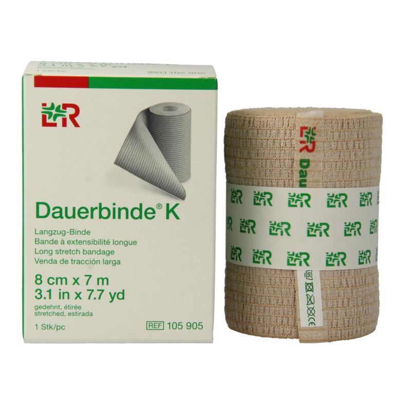 Dauerbinde K Elastische Zwachtel 7M X 8Cm