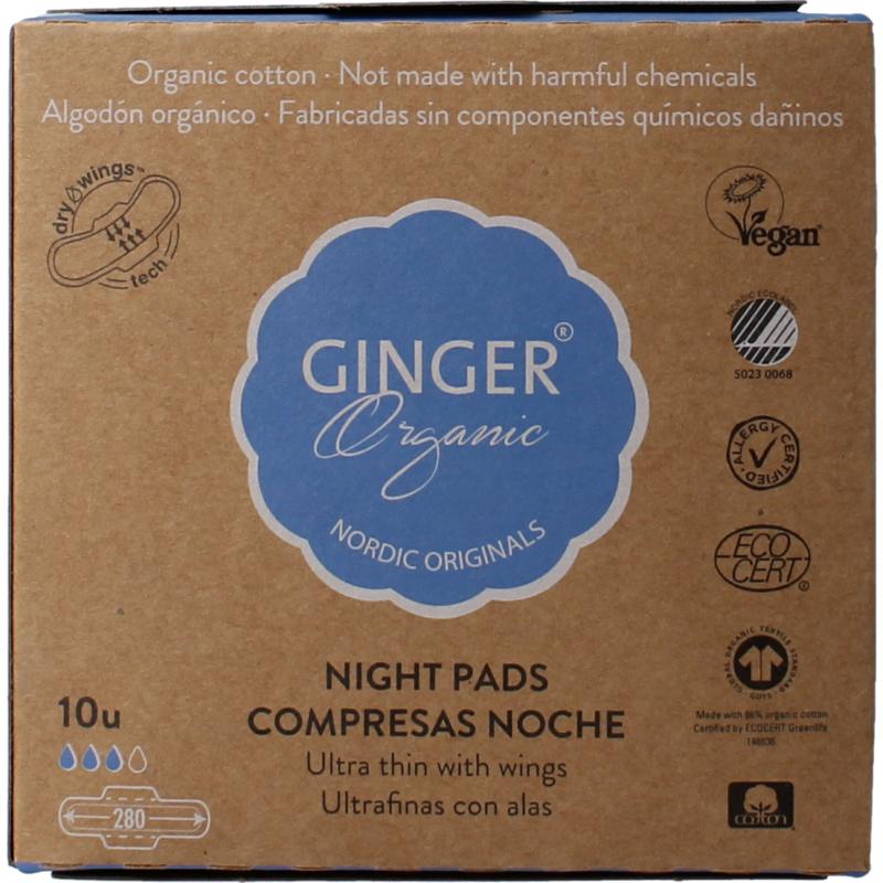 Ginger Organic Maandverband Nacht Met Vleugels