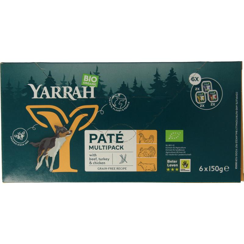 Yarrah Hondenvoer Multipack Pate Kip Rund Kalkoen Bio