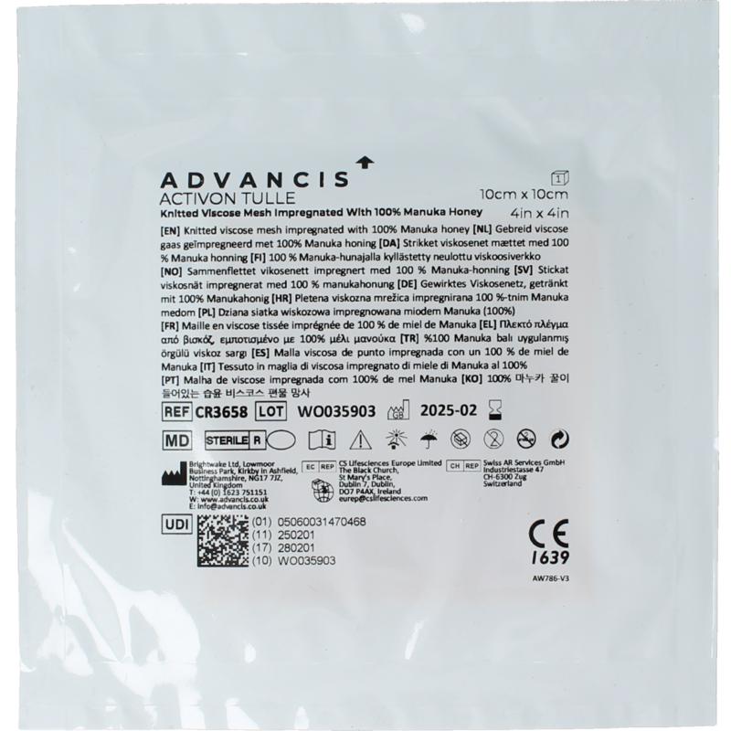 Advancis Activon Manuka Gaasverband 10 X 10