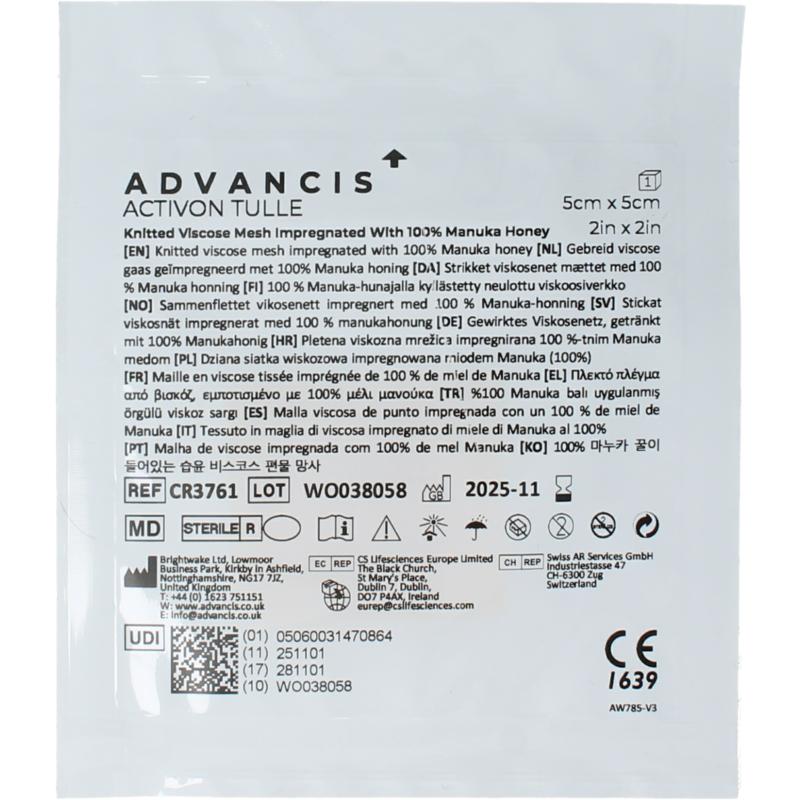 Advancis Activon Manuka Gaasverband 5 X 5
