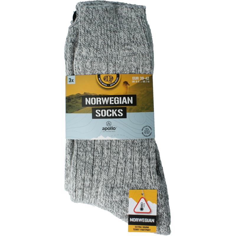 Apollo Noorse Sokken 39-42 Grijs