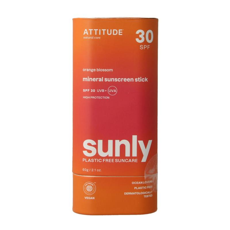 Attitude Sunly Zonnebrandstick Spf30 Oranjebloesem