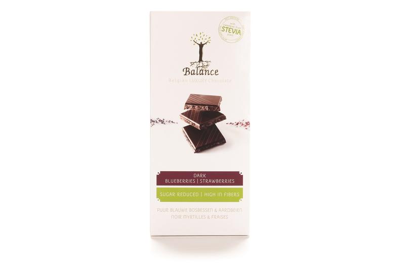Balance Choco Stevia Tablet Puur Bosbes Aardbei