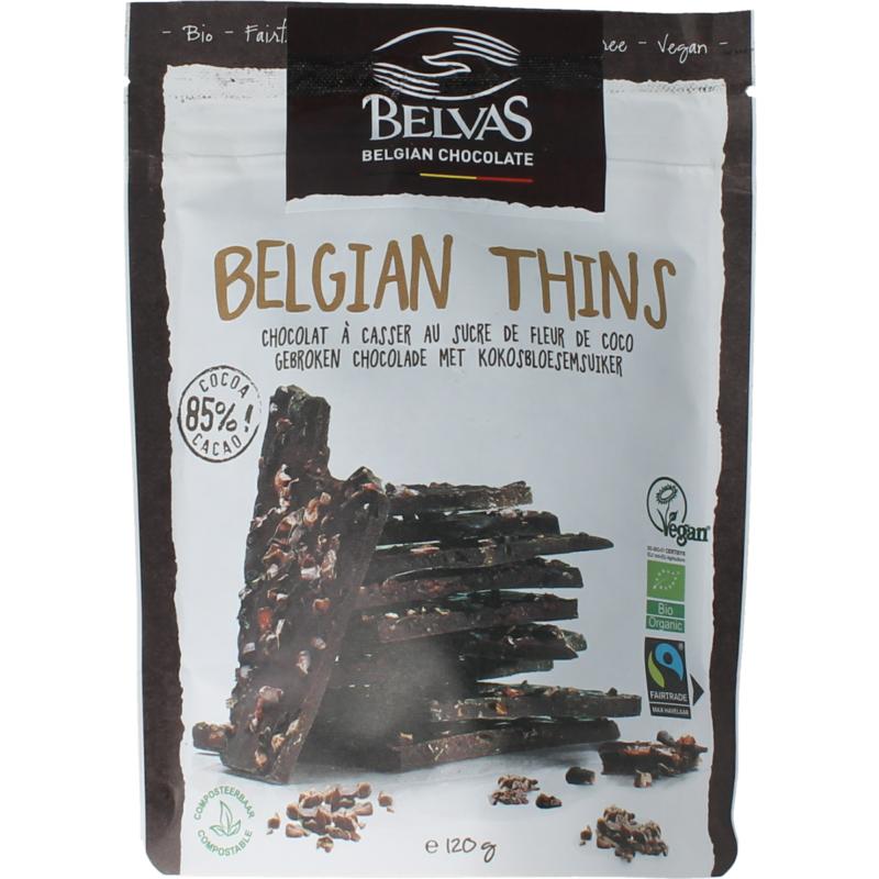 Belvas Thins Dark 85% Met Kokosbloesemsuiker Bio Fairtrade
