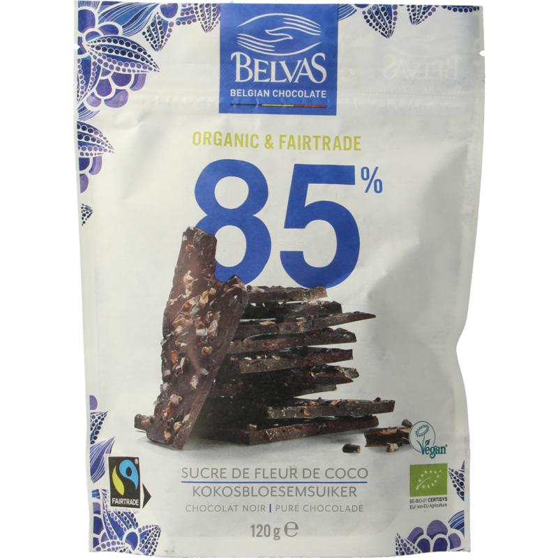 Belvas Thins Dark 85% Met Kokosbloesemsuiker Bio Fairtrade