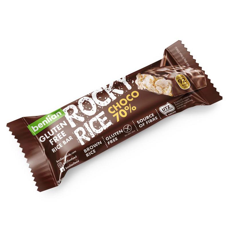 Benlian Rocky Rice Choco 70% Bar Glutenvrij