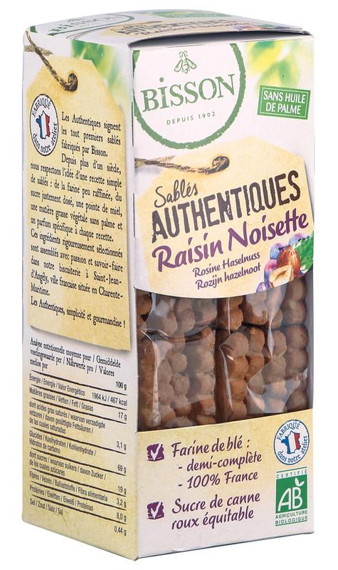 Bisson Authentieke Zandkoekjes Met Hazelnootrozijnen Bio