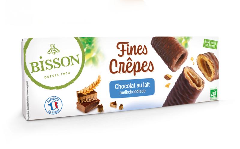 Bisson Krokante Wafelrolletjes Met Melkchocolade Bio