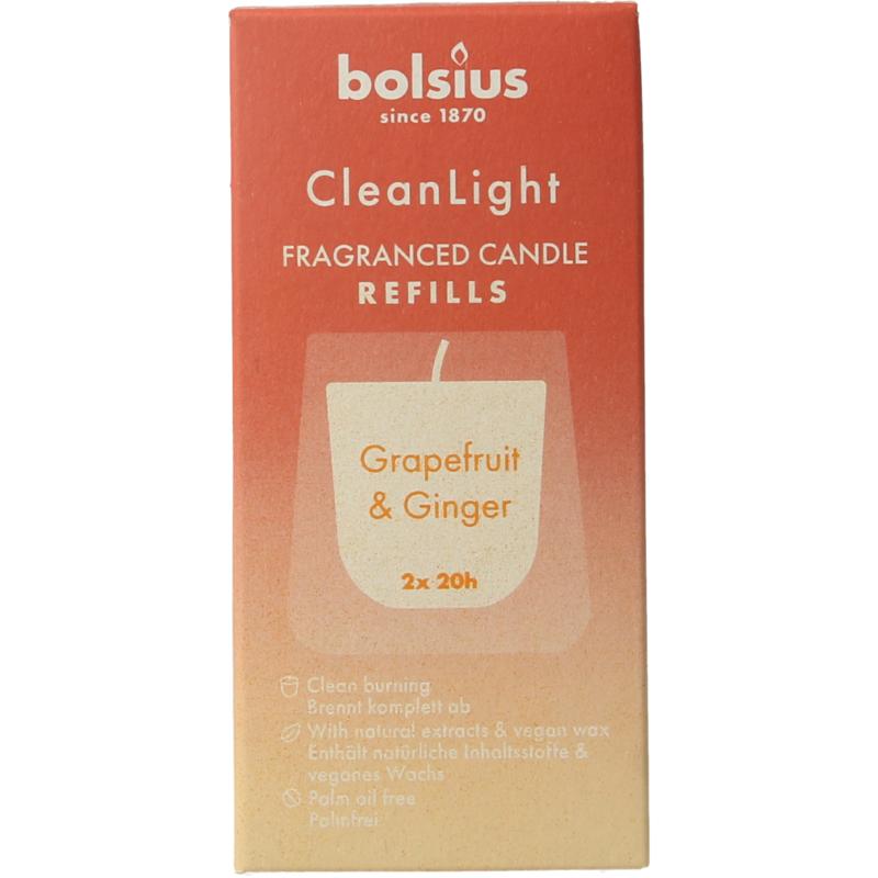 Bolsius Clean Light Navulling 2 Pack Grapefruit  Ginger