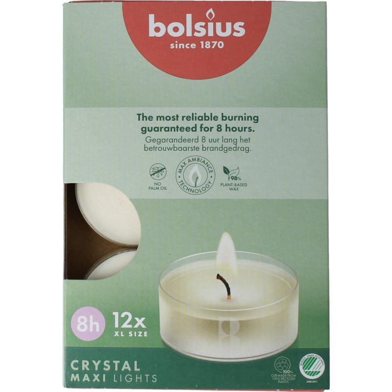 Bolsius Crystal Maxi Lights 8 Uur Doos