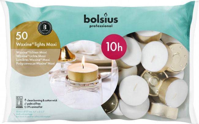 Bolsius Horeca Maxi Waxine Lichten 10Uur Wit