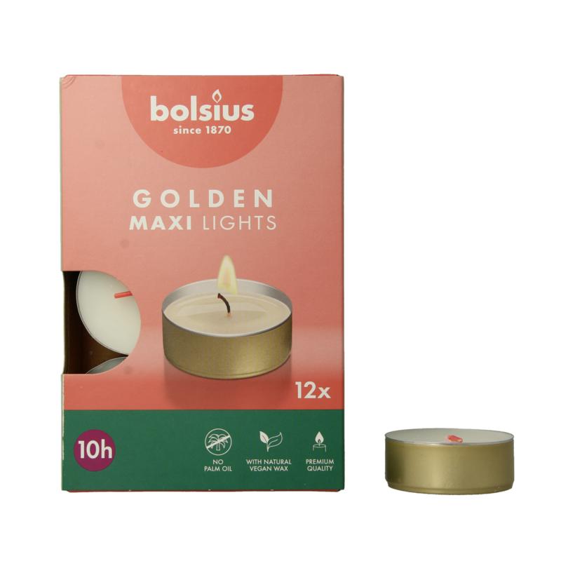 Bolsius Maxi Lichten 10Uur Wit Met Gouden Cup