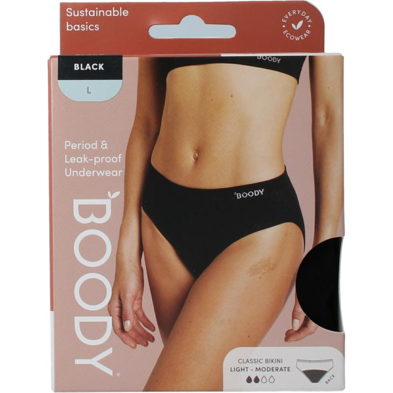 Boody Menstruatieondergoed Bikinislip Zwart Lichnorm L