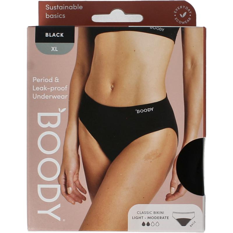 Boody Menstruatieondergoed Bikinislip Zwart Licht Xl