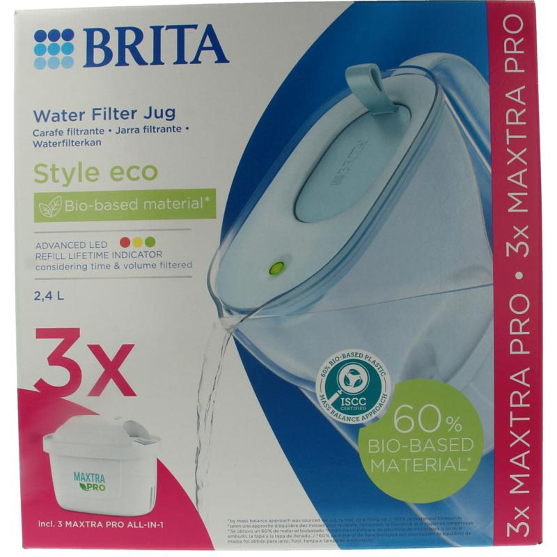 Brita Waterfilterbundel Cool Powder Blue + 3 Filters