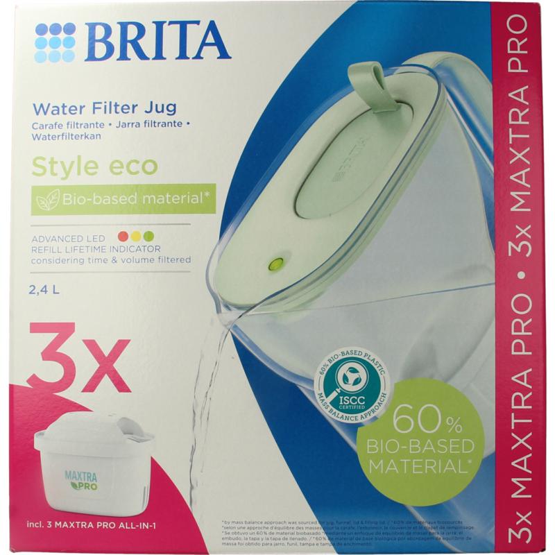 Brita Waterfilterbundel Cool Powder Green + 3 Filters