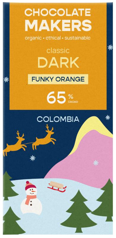 Chocolatemakers Kerstreep Colombia Puur 65% Orange Bio