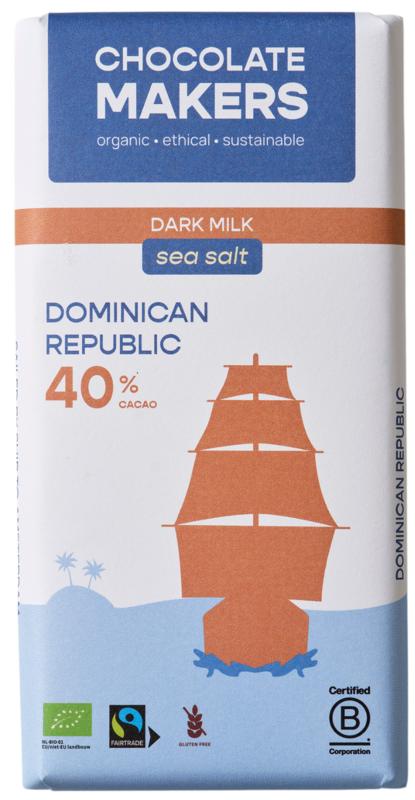Chocolatemakers Reep Tres Hombres 40% Melk Zeezout Fairtrade Bio