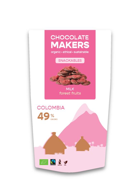 Chocolatemakers Snackable Melk 49% Met Bosvruchten Bio