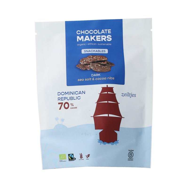 Chocolatemakers Zeiltjes Puur 70% Met Cacaonibs & Zeezout Bio