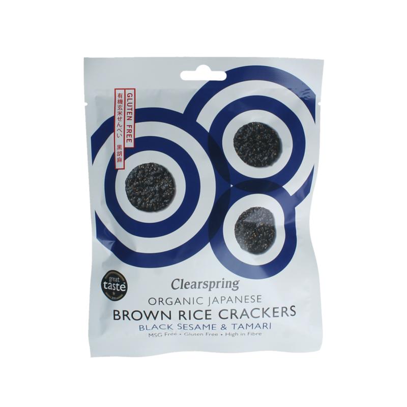 Clearspring Bruine Rijst Crackers Zwarte Sesam & Tamari Bio