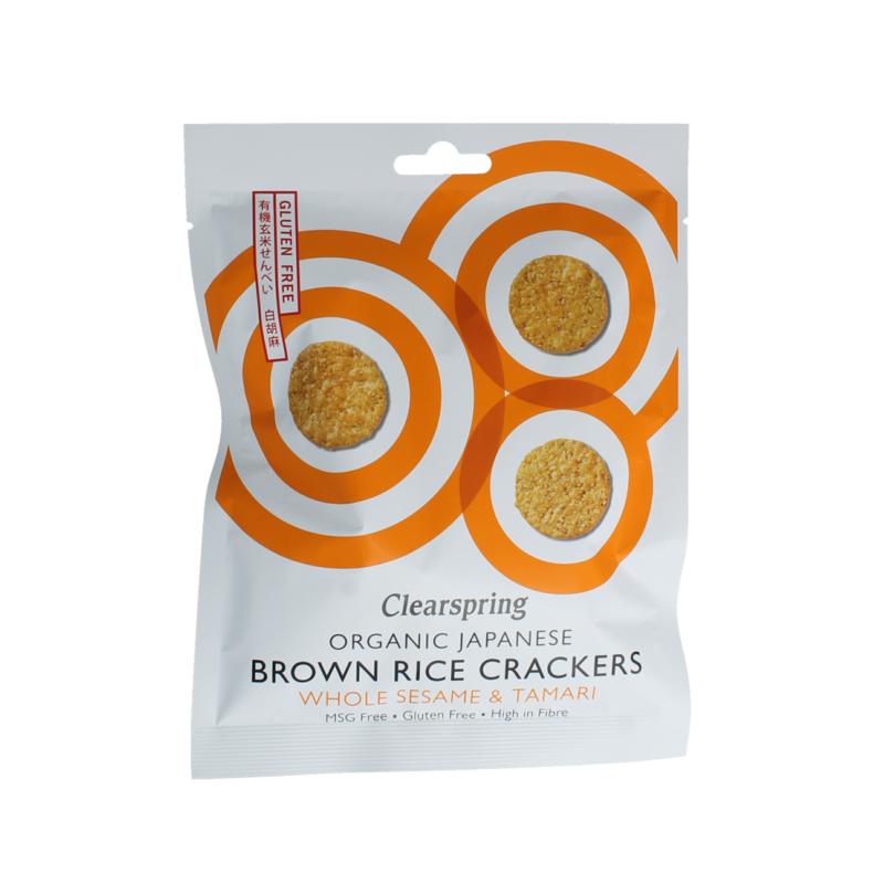 Clearspring Bruine Rijstcracker Met Sesam & Tamari Bio