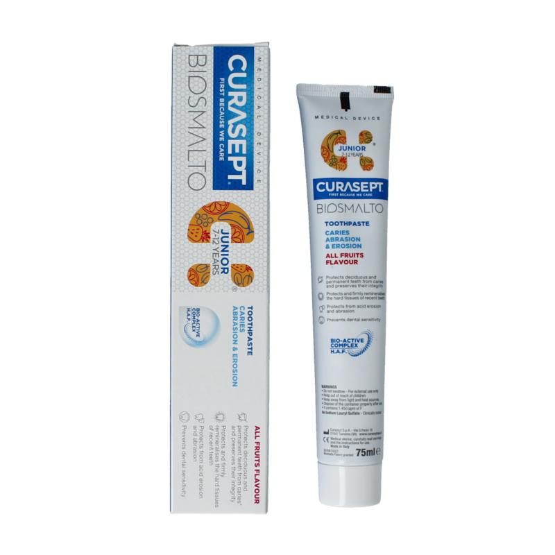 Curasept Biosmalto Tandpasta Junior Caries Erosie Slijtage