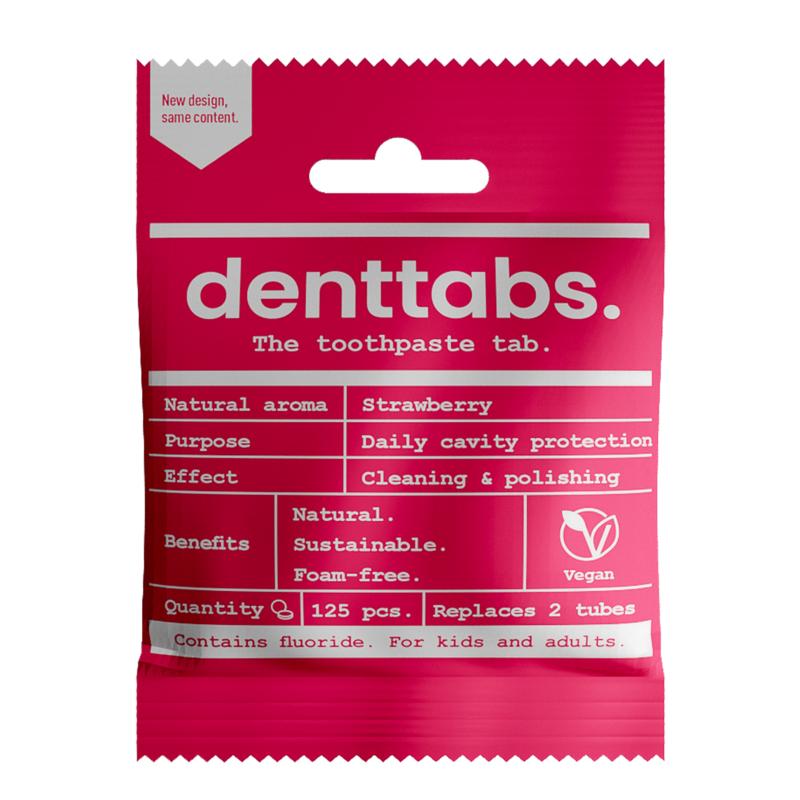 Denttabs Tandpasta Tabletten Aardbei Met Fluor Vegan