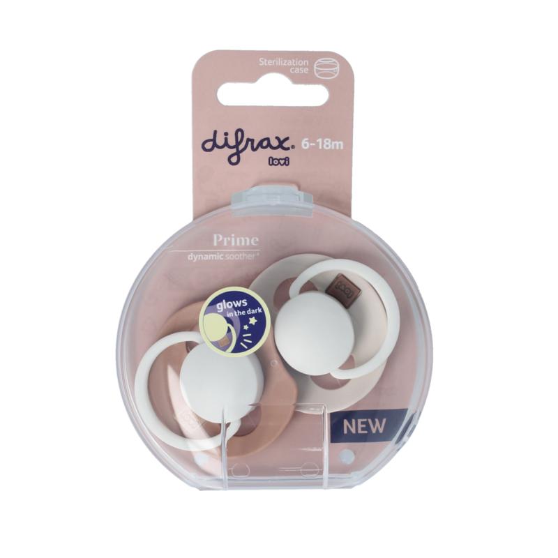 Difrax Fopspeen Glow Dynamic 6-18  Mnd Ivoryblush