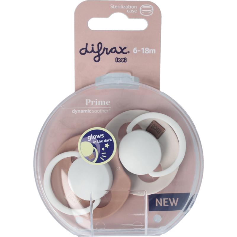 Difrax Fopspeen Glow Dynamic 6-18 Mnd Ivoryblush