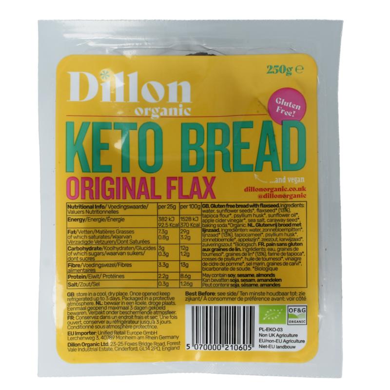 Dillon Organic Keto Bread Original Flax Glutenvrij Dem Bio