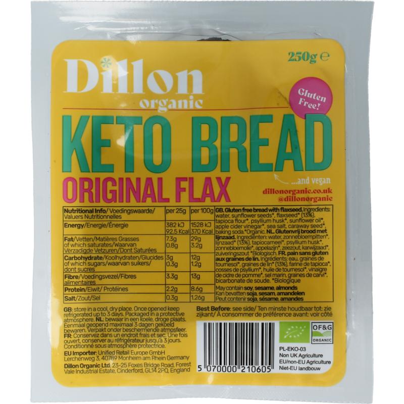 Dillon Organic Keto Bread Original Flax Glutenvrij Dem Bio