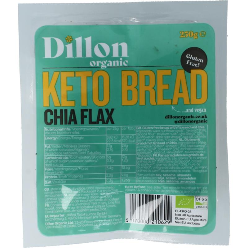 Dillon Organic Keto Brood Chia Flax Glutenvrij Bio Demeter