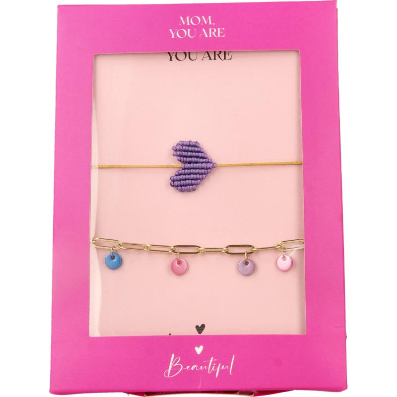 Dream The Label Cadeauset Armband Paars En Goud