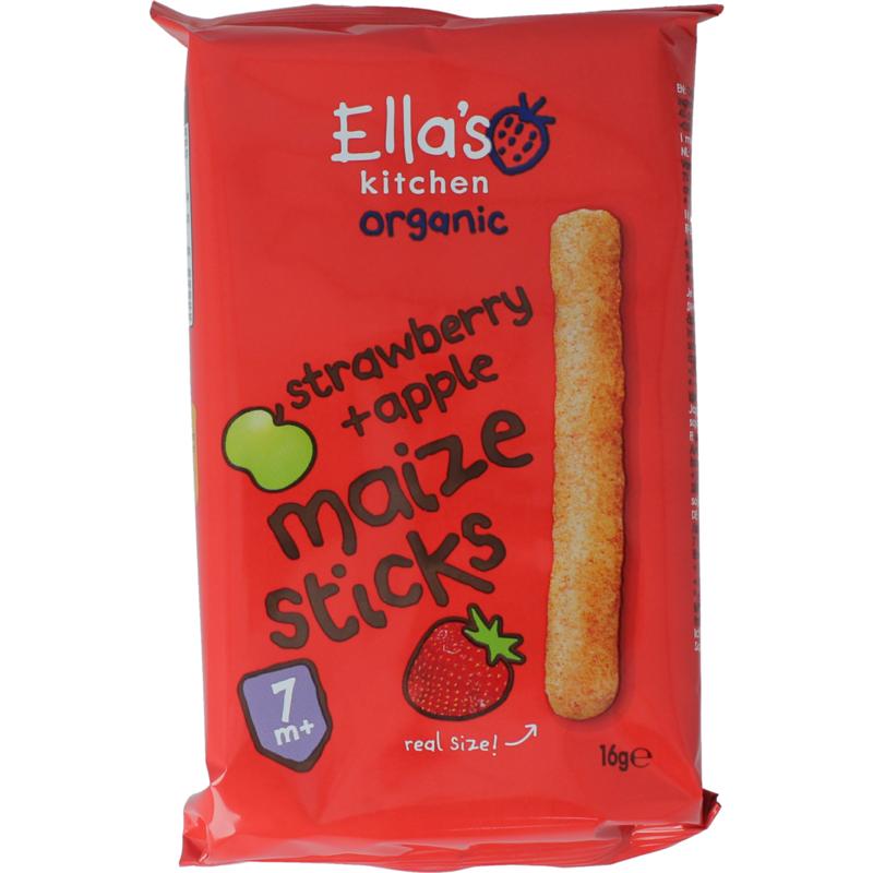 Ella's Kitchen Maize Sticks Aardbeiappel 7+ Maanden Bio
