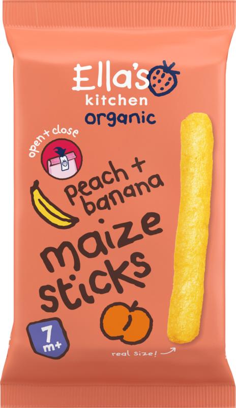 Ella's Kitchen Maize Sticks Peach Banana 7+ Maanden Bio