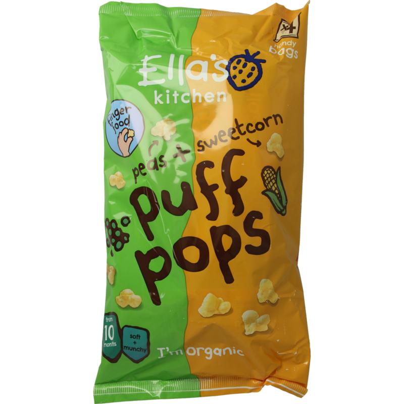 Ella's Kitchen Puff Pops Peas & Sweetcorn 10+ Maanden Bio