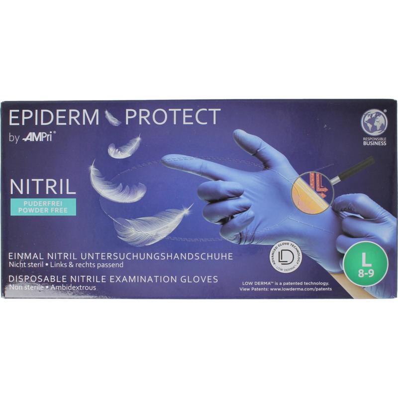 Epidermprotect Nitriel Onderzoekhandschoen Poedervrij L Blauw