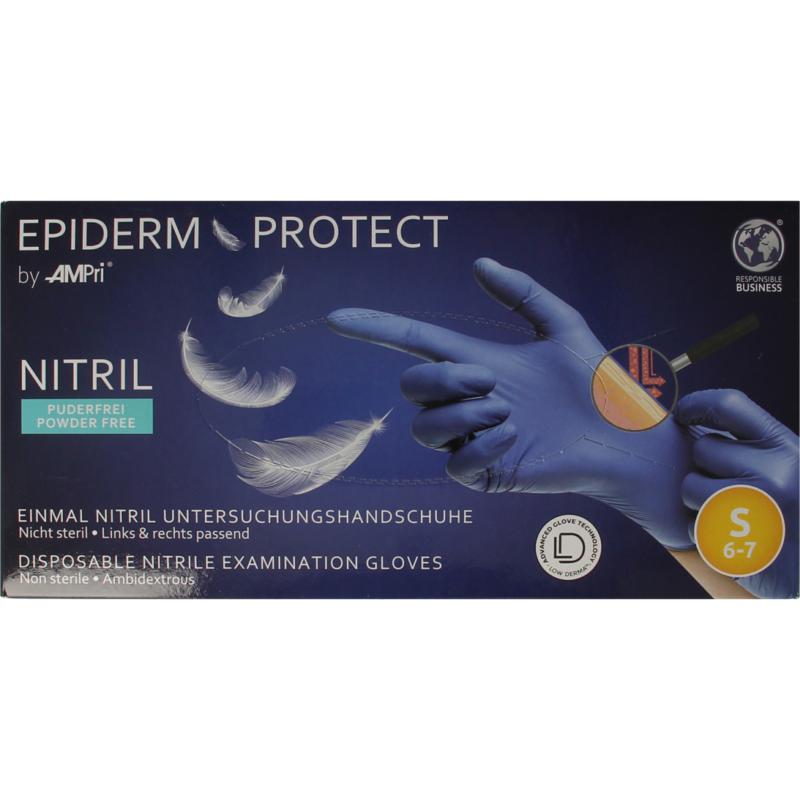 Epidermprotect Nitriel Onderzoekhandschoen Poedervrij S Blauw