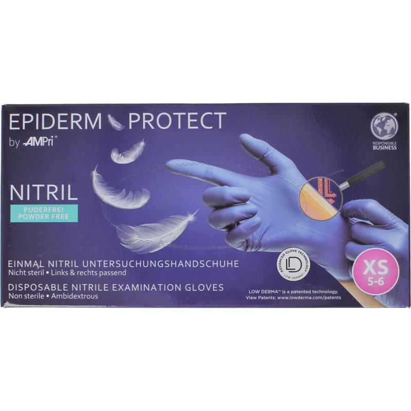 Epidermprotect Nitriel Onderzoekhandschoen Poedervrij Xs Blauw