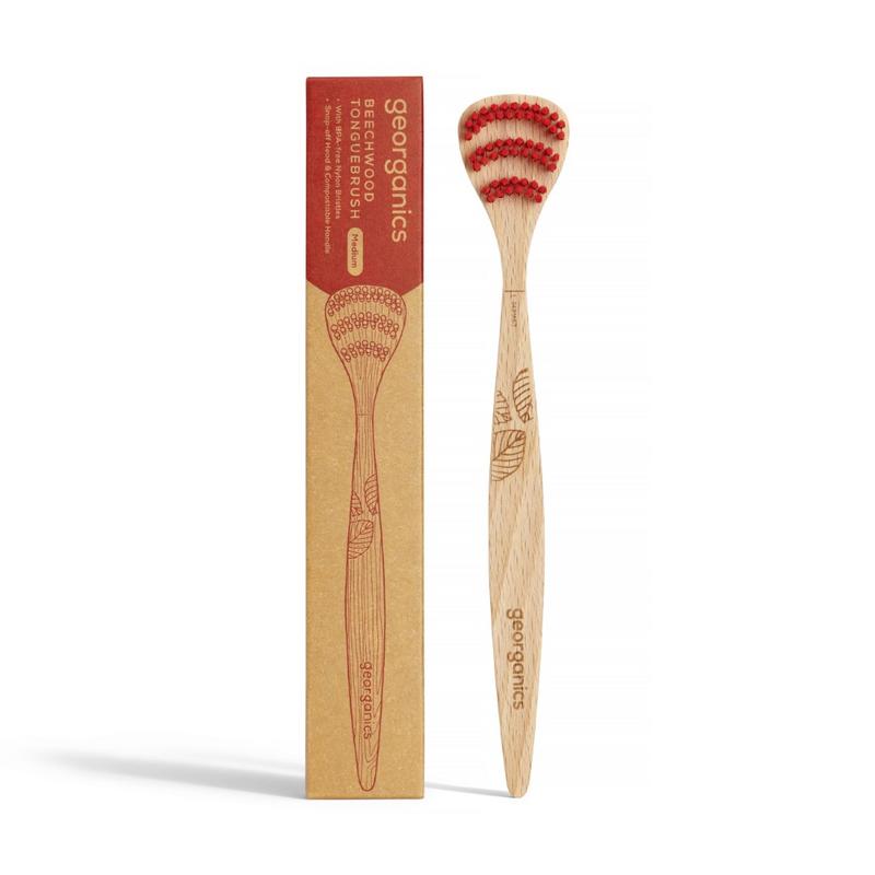 Georganics Tongue Brush Medium Beechwood