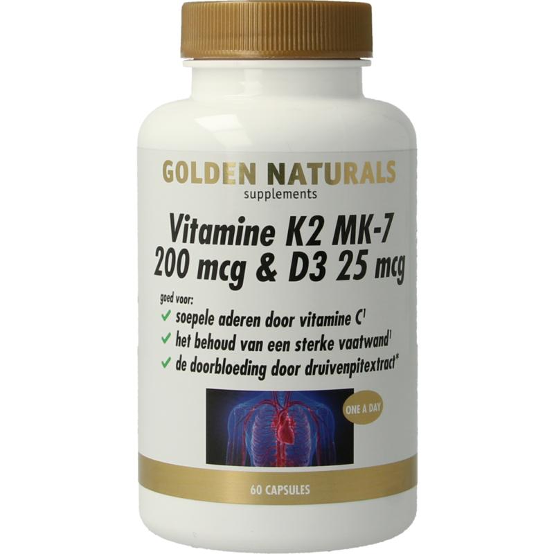Golden Naturals Vitamine K2 200Mcg & D3 25Mcg
