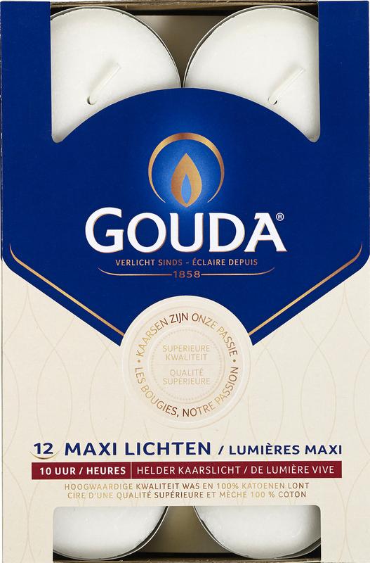 Gouda Maxi Waxinelicht 10 Uur Wit