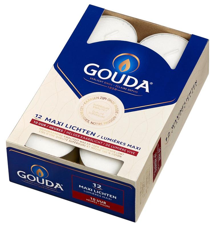 Gouda Maxi Waxinelicht 10 Uur Wit