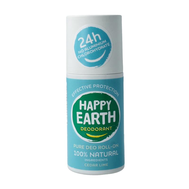 Happy Earth Pure Deodorant Roll-On Cedar Lime