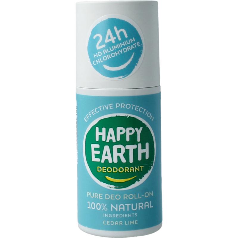 Happy Earth Pure Deodorant Roll-On Cedar Lime