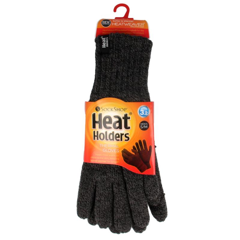 Heat Holders Flat Knit Gloves Sm Charcoal