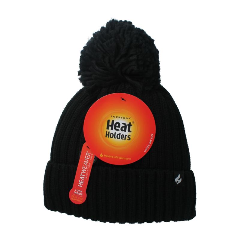 Heat Holders Ladies Pom Pom Hat Arden Black One Size